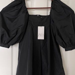 ZARA VOLUMINOUS TAFFETA DRESS BLACK - NEW